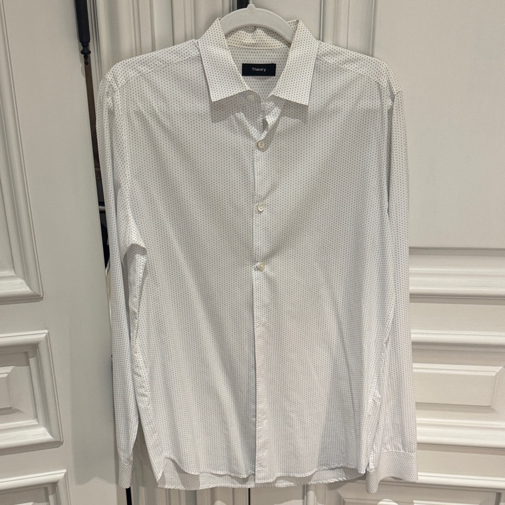 Theory Subtle Pattern White Dress Shirt